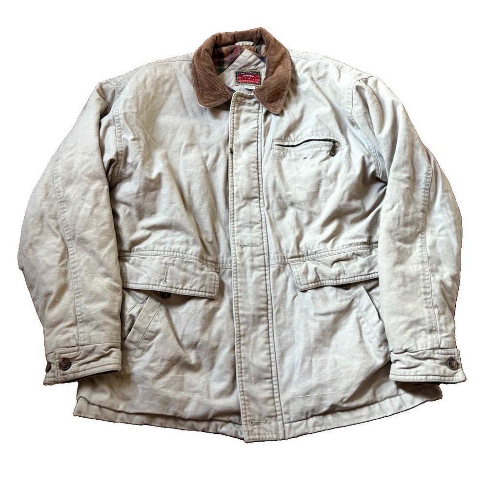 VINTAGE Wrangler Hero Men's Beige Chore Insulated Jacket Size Medium